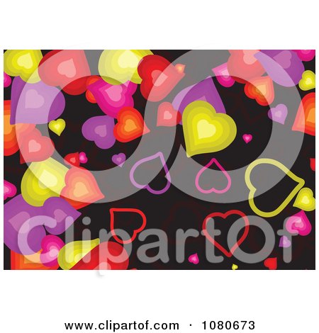 Clipart Colorful Heart Background Over Black - Royalty Free Vector Illustration by Prawny