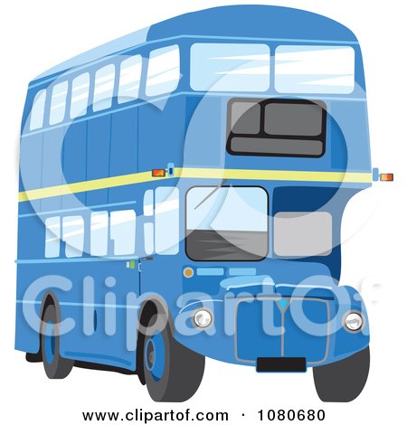 Clipart Blue Double Decker Bus - Royalty Free Vector Illustration by Prawny
