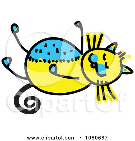 Clipart Doodled Yellow Cat Resting - Royalty Free Vector Illustration by Prawny