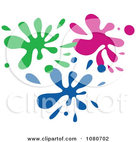 Clipart Blue Green And Pink Splatters - Royalty Free Vector Illustration by Prawny