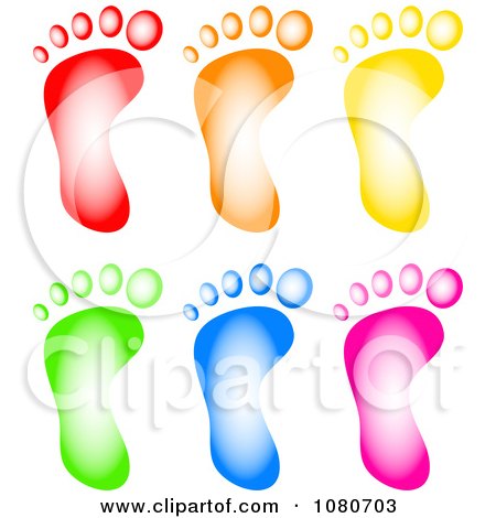 Clipart Colorful Footprints - Royalty Free Illustration by Prawny