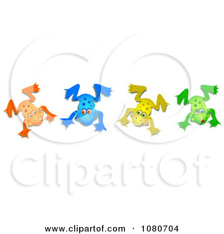 Clipart Four Colorful Frogs - Royalty Free Illustration by Prawny