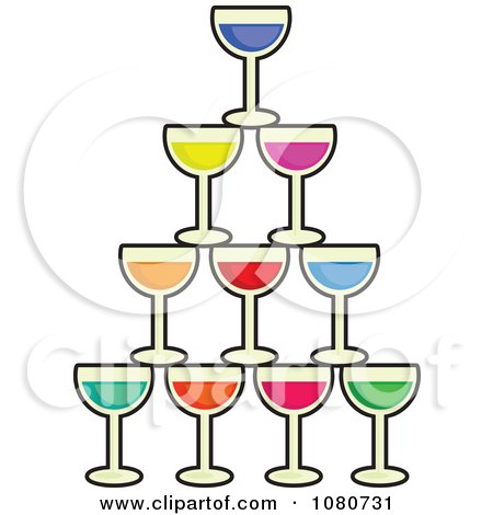 Clipart Stacked Cocktail Glasses - Royalty Free Vector Illustration by Prawny
