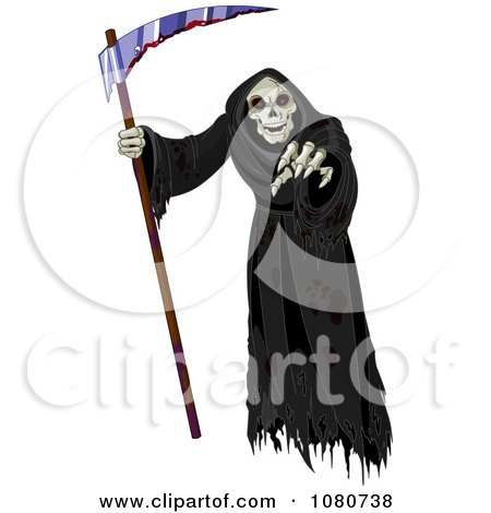 Creepy Grim Reaper Holding A Scythe And Reaching Out Posters, Art Prints