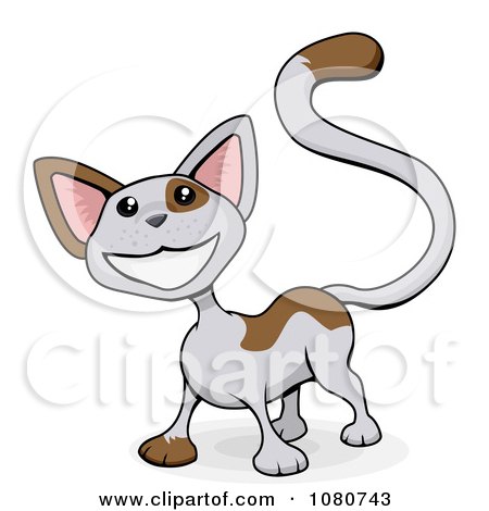 Clipart Happy Calico Cat Smiling - Royalty Free Vector Illustration by AtStockIllustration