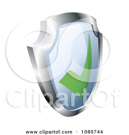 Clipart 3d Blue Protection Shield With A Check Mark - Royalty Free Vector Illustration by AtStockIllustration