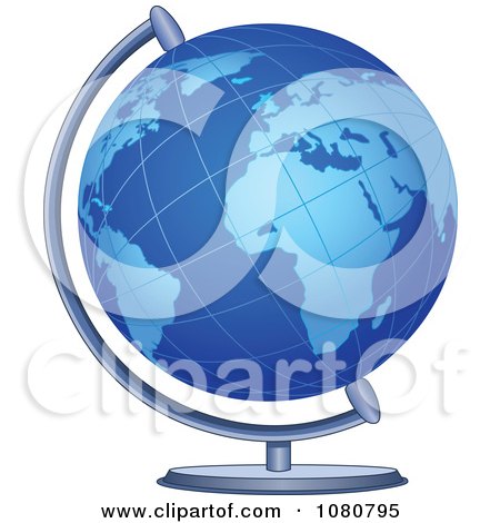 Clipart Blue Desk Globe - Royalty Free Vector Illustration by yayayoyo