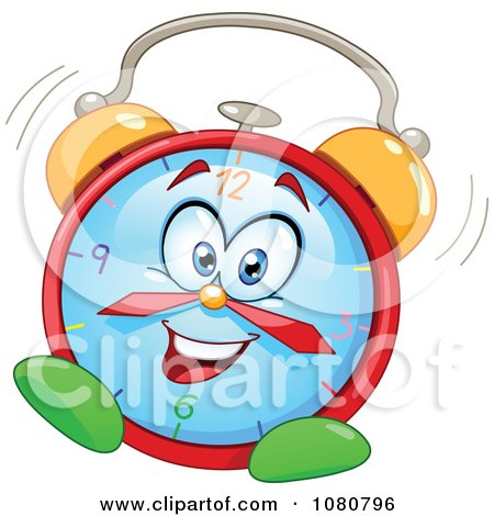 Clipart Happy Alarm Clock Ringing And Vibrating - Royalty Free Vector Illustration by yayayoyo