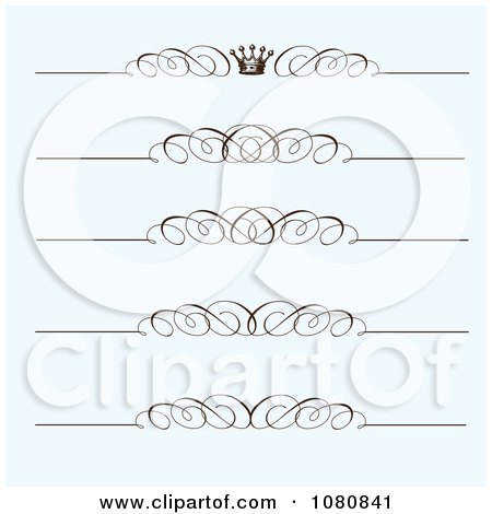 Clipart Set Of Ornate Swirl And Crown Rule Borders On Blue - Royalty Free Vector Illustration by BestVector