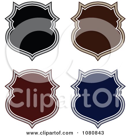 Clipart Black Brown Red And Blue Shield Frame Design Elements - Royalty Free Vector Illustration by BestVector