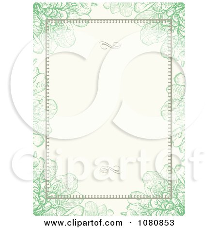 Clipart Green Floral Frame With Swirls And Copyspace - Royalty Free Vector Illustration by BestVector