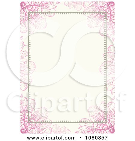Clipart Pink Floral Frame With Copyspace - Royalty Free Vector Illustration by BestVector