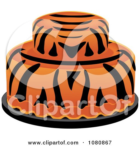 Clipart Round Two Tiered Tiger Striped Fondant Cake - Royalty Free Vector Illustration by Pams Clipart