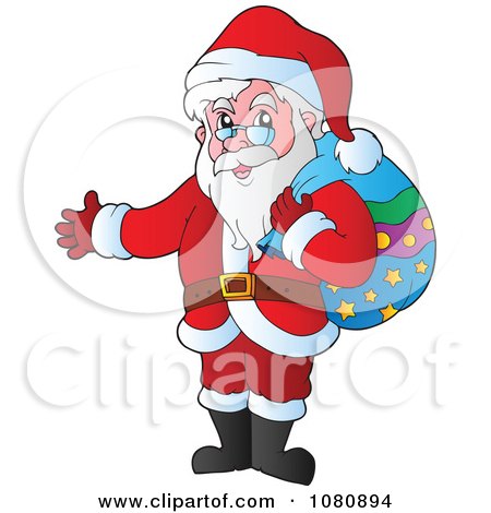 Clipart Santa Holding His Arm Out - Royalty Free Vector Illustration by visekart