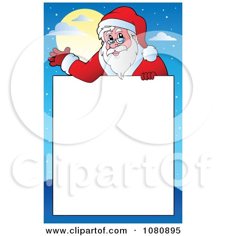 Clipart Santa Waving Over Copyspace - Royalty Free Vector Illustration by visekart