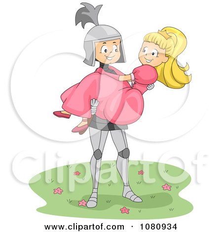 Clipart Knight Carrying A Princess - Royalty Free Vector Illustration by BNP Design Studio