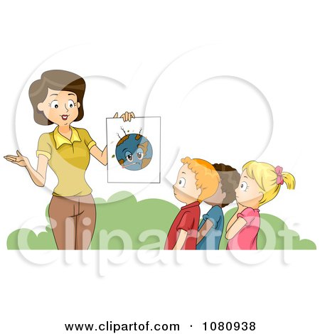 Clipart Teacher Discussing The Environment With Students - Royalty Free Vector Illustration by BNP Design Studio