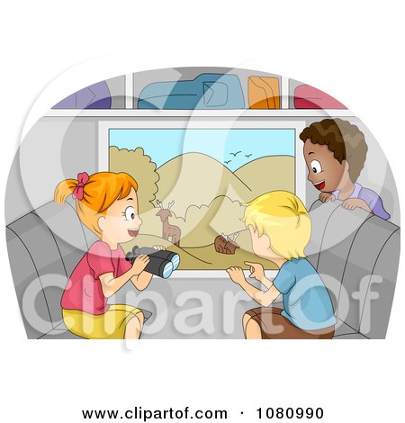 Clipart Kids Viewing Animals From A Bus Window - Royalty Free Vector Illustration by BNP Design Studio