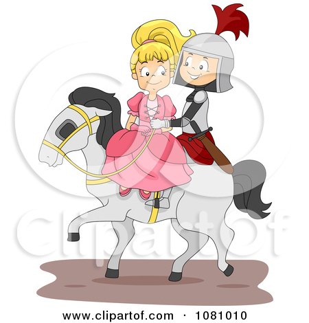 Clipart Knight And Princess On A Horse - Royalty Free Vector Illustration by BNP Design Studio