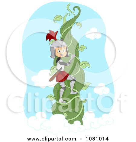 Clipart Knight Climbing A Beanstalk Vine - Royalty Free Vector Illustration by BNP Design Studio
