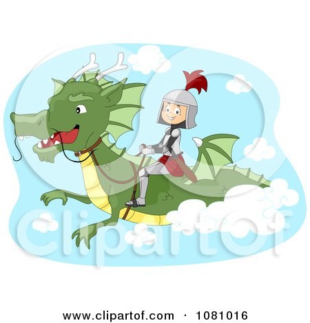 Clipart Knight Flying On A Dragon - Royalty Free Vector Illustration by BNP Design Studio