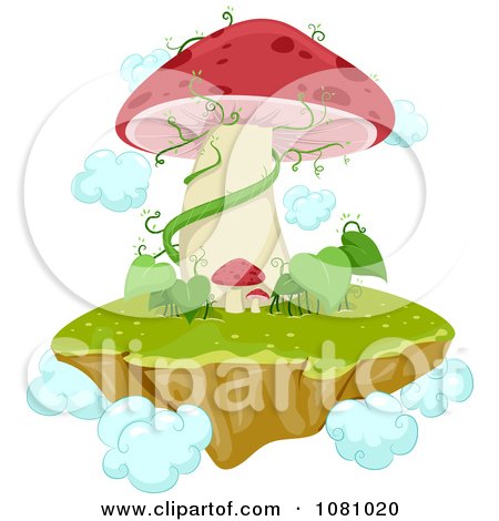 Clipart Floating Magical Mushroom Island - Royalty Free Vector Illustration by BNP Design Studio