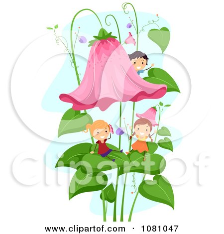 Clipart Stick Kids Playing On Leaves - Royalty Free Vector Illustration by BNP Design Studio
