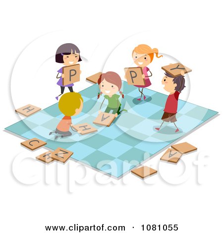 cartoon kids playing board games