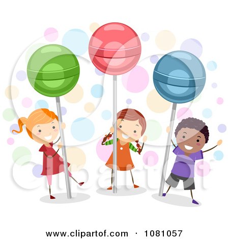Clipart Stick Kids With Giant Lolipops - Royalty Free Vector Illustration by BNP Design Studio
