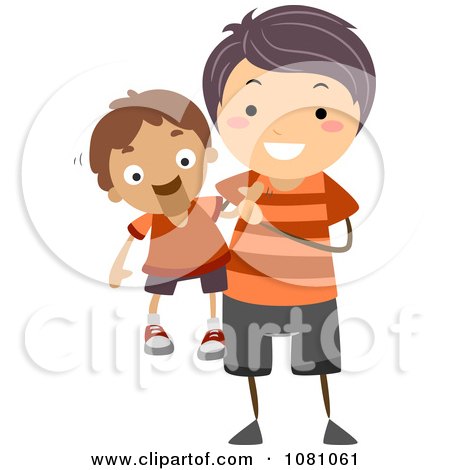 Clipart Stick Boy Playing With A Ventriloquist Doll - Royalty Free Vector Illustration by BNP Design Studio