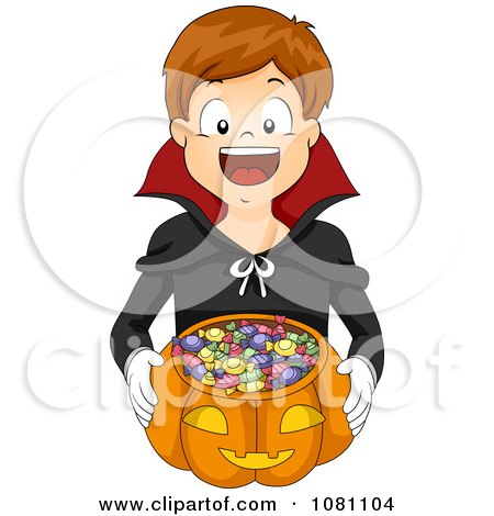 Clipart Boy Trick Or Treating As A Vampire - Royalty Free Vector Illustration by BNP Design Studio