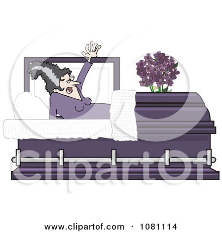 Clipart The Bride Of Frankenstein Rising In A Coffin Casket - Royalty Free Vector Illustration by djart