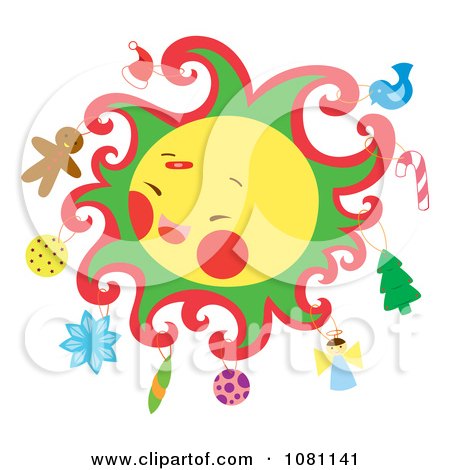 Clipart Christmas Themed Sun With Ornaments - Royalty Free Vector Illustration by Cherie Reve