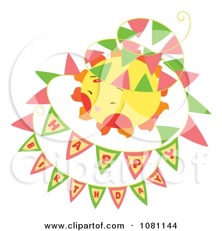 Clipart Happy Birthday Flag Banners Around A Sun - Royalty Free Vector Illustration by Cherie Reve