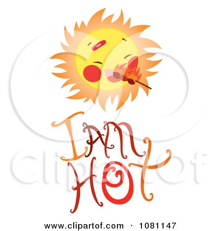 Clipart Sun With Flames Over I Am Hot Text - Royalty Free Vector Illustration by Cherie Reve