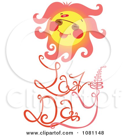 Clipart Sun Over Lazy Day Text - Royalty Free Vector Illustration by Cherie Reve