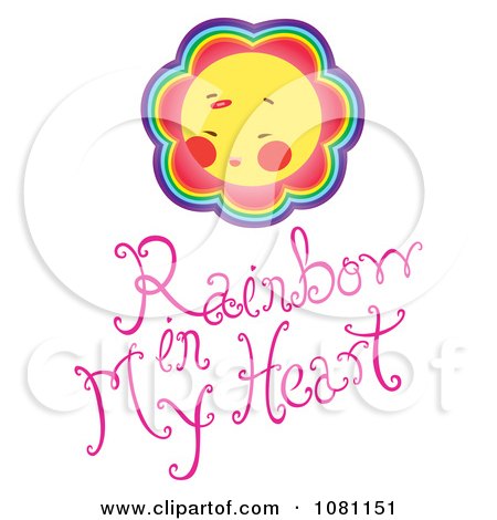 Clipart Sun With Colorful Glow Over Rainbow In My Heart Text - Royalty Free Vector Illustration by Cherie Reve