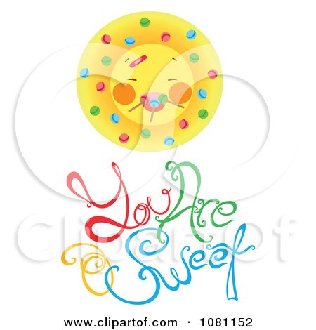 Clipart Sun With Candy Over You Are Sweet Text - Royalty Free Vector Illustration by Cherie Reve