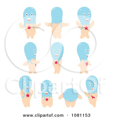 Clipart Blue Headed Person In Different Poses - Royalty Free Vector Illustration by Cherie Reve