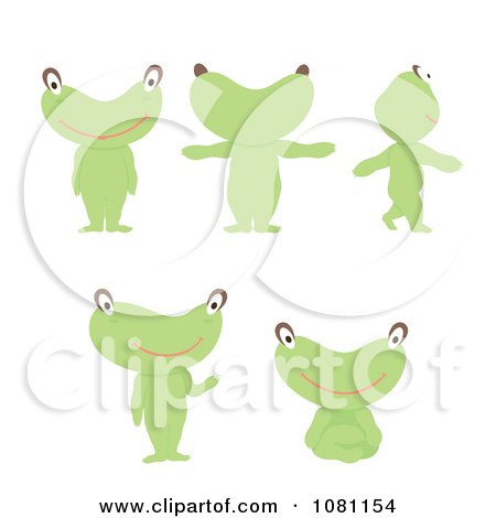 Clipart Green Alien In Different Poses - Royalty Free Vector Illustration by Cherie Reve