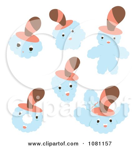 Clipart Clouds Wearing Tall Hats - Royalty Free Vector Illustration by Cherie Reve
