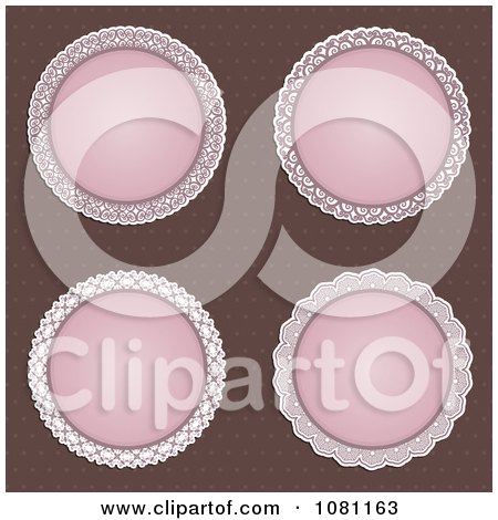 Clipart Four Pink Circular Frames Over Brown Dots - Royalty Free Vector Illustration by KJ Pargeter