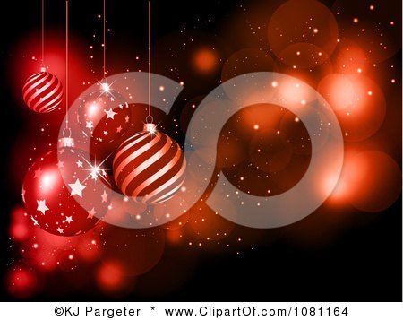 Clipart 3d Red Christmas Bauble Background With Sparkles - Royalty Free Vector Illustration by KJ Pargeter