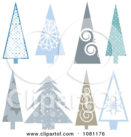 Clipart Set Of Winter Christmas Trees With Patterns - Royalty Free Vector Illustration by KJ Pargeter