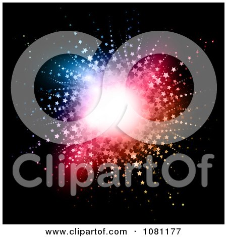Clipart Background Of Glowing Light And A Starry Burst On Black - Royalty Free Vector Illustration by KJ Pargeter