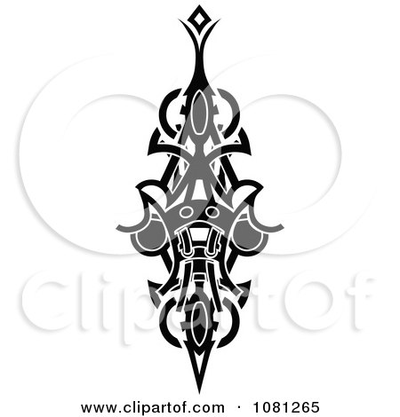 Clipart Black And White Tribal Tattoo Design Element - Royalty Free Vector Illustration by AtStockIllustration