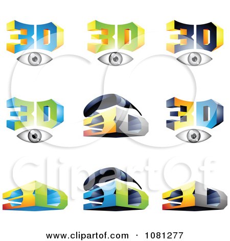 Clipart Set Of 3d Eyes And Glasses Logos - Royalty Free Vector Illustration by cidepix