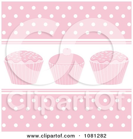 Clipart Pastel Pink Cupcake Background With Polka Dots - Royalty Free Vector Illustration by elaineitalia