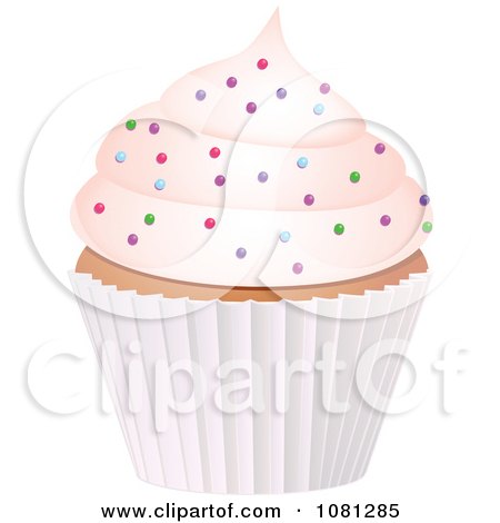 Clipart 3d Frosted Cupcake With Sprinkles - Royalty Free Vector Illustration by elaineitalia
