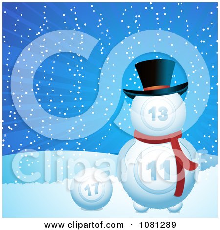 Clipart 3d Christmas Lotto Or Bingo Snowman In The Snow - Royalty Free Vector Illustration by elaineitalia